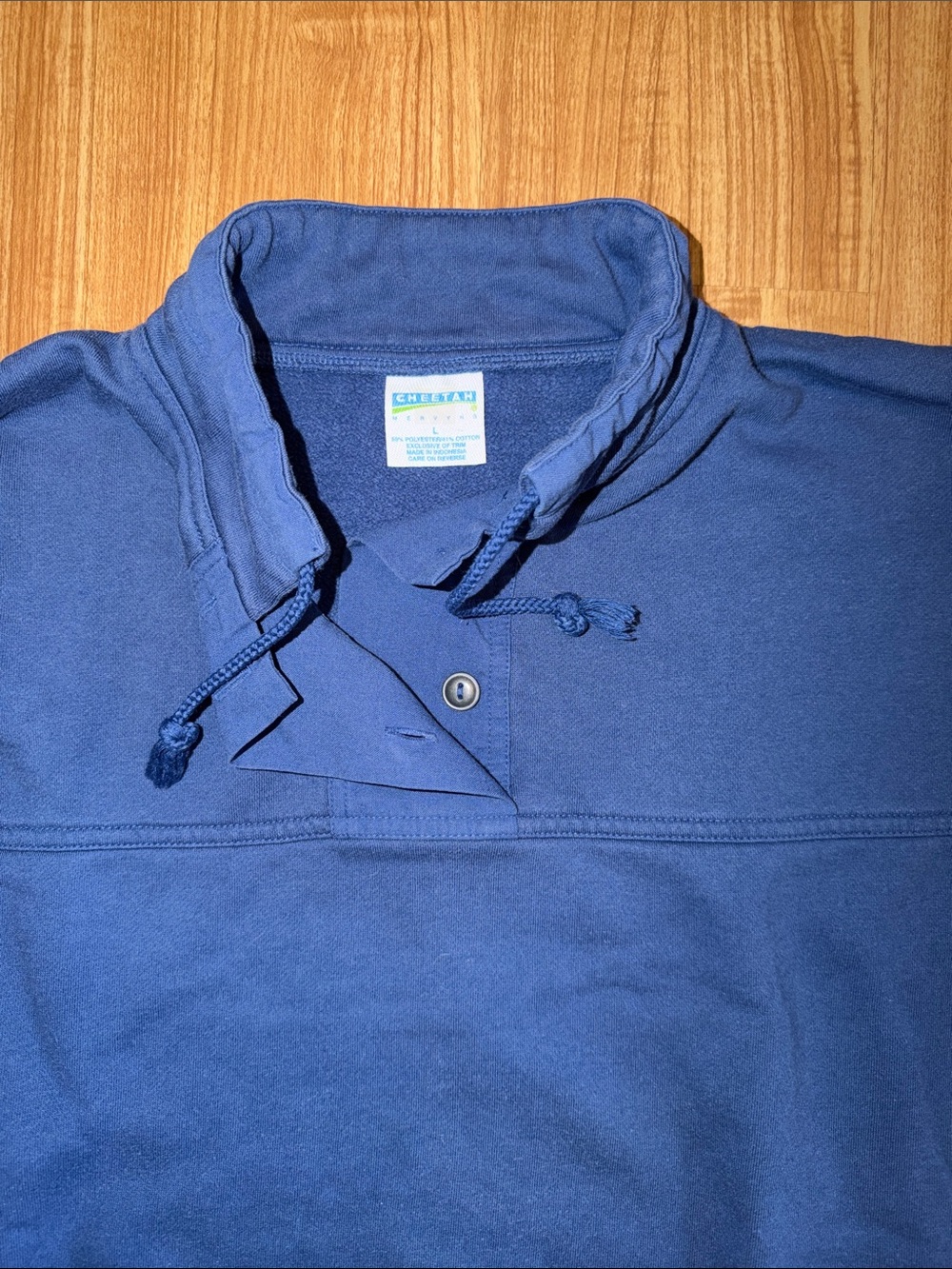 90s Vintage Cheetah Mervyns Blue Collar Button Drawstring Large